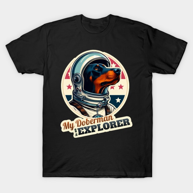 Astronaut Doberman T-Shirt by k9-tee
